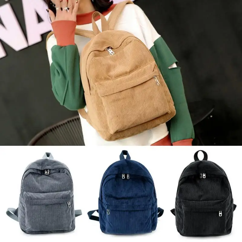 

Preppy Style Soft Corduroy Backpacks Men Women School Bags for Teenage Girls Boys Retro Casual Bagpack Solid Color Mochila