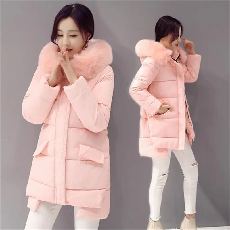 Down Jacket 2016 New Winter Women Coat Thicken Warm Fur collar Long Cotton Winter Jacket Hooded