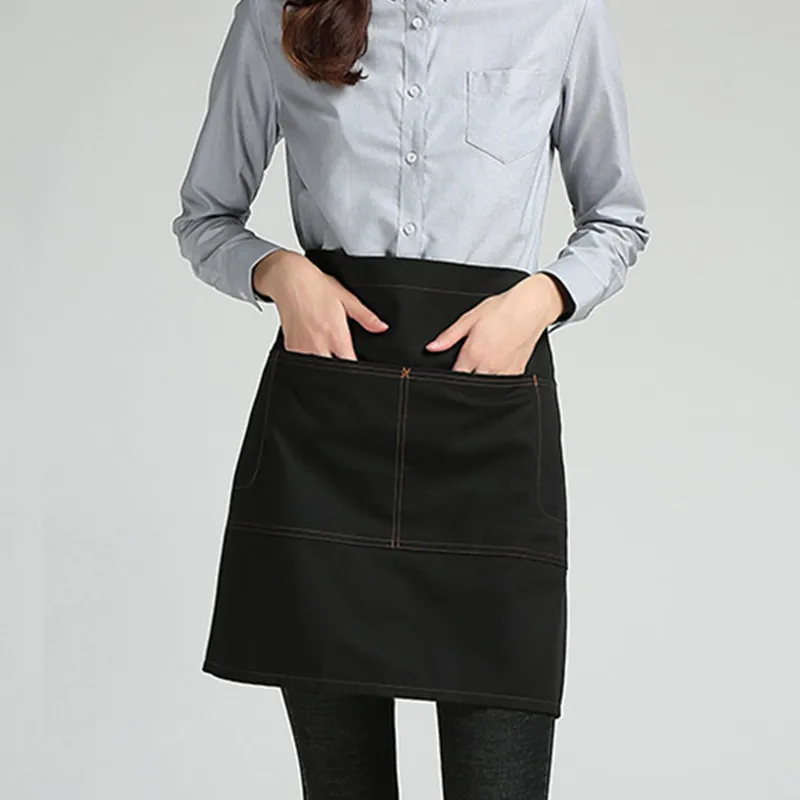 Black Denim Waist Apron Waitress Barista Cafe Bistro Baker Bartender