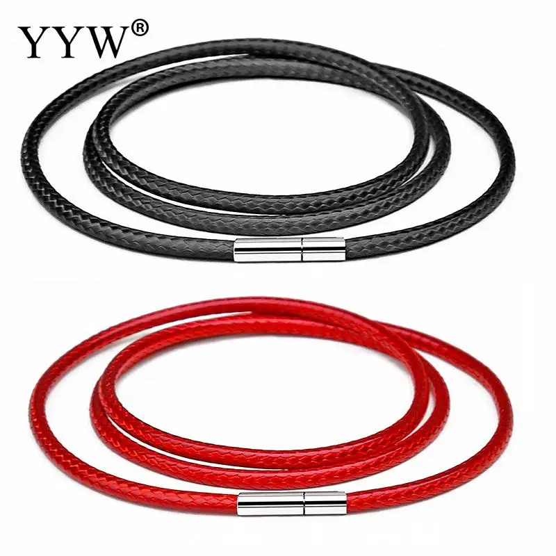 3/4/5mm Black Leather Necklaces for Men Women Choker Braided Genuine Leather  Necklace Cord Stainless Steel Magnetic Clasp