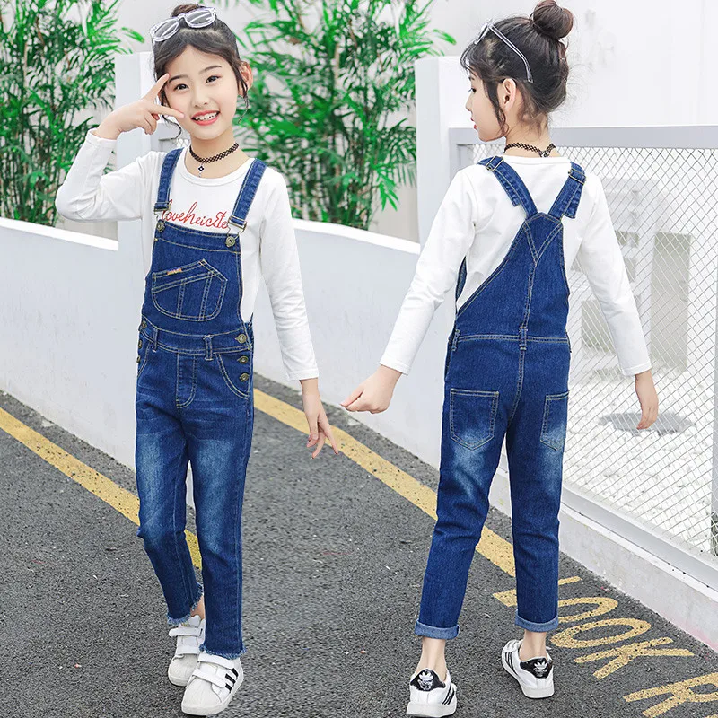 

Girl Denim Overalls Bib Pants for Teenagers Children Playsuit Jumpsuit for Baby Jeans Overalls for Kids of 12 Years Jardineira