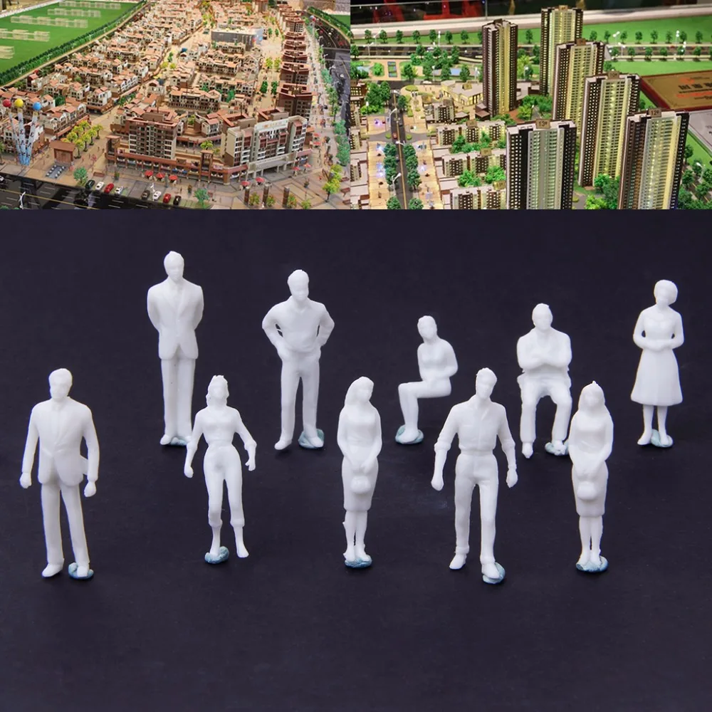 

HBB 10Pcs 1:50 Scale Model Miniature White Figures Human Model Architectural Model