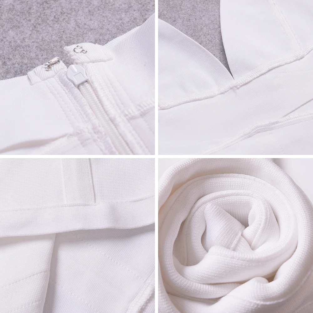 Белый повод глубоким v-образным вырезом без рукавов Для женщин Новые Высокое качество Bodycon Midi сексуальное облегающее Бандажное платье