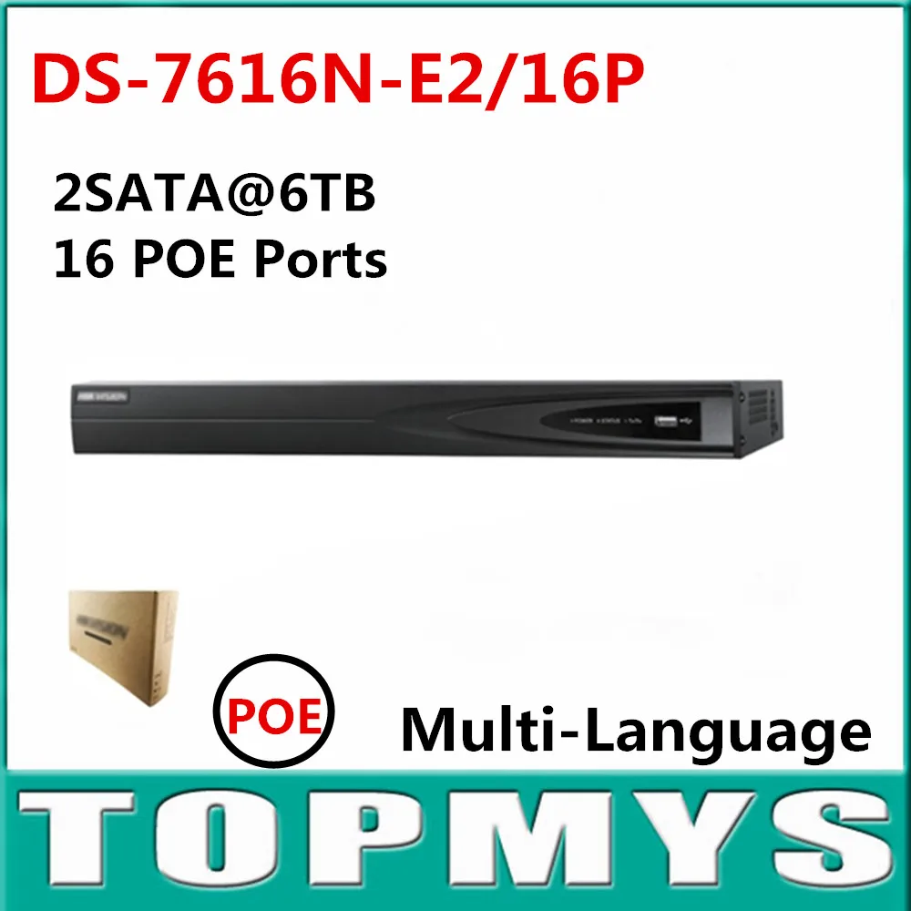 Multi language Version DS 7616N E2 16P Network NVR with 16POE port Full HD 5MP for