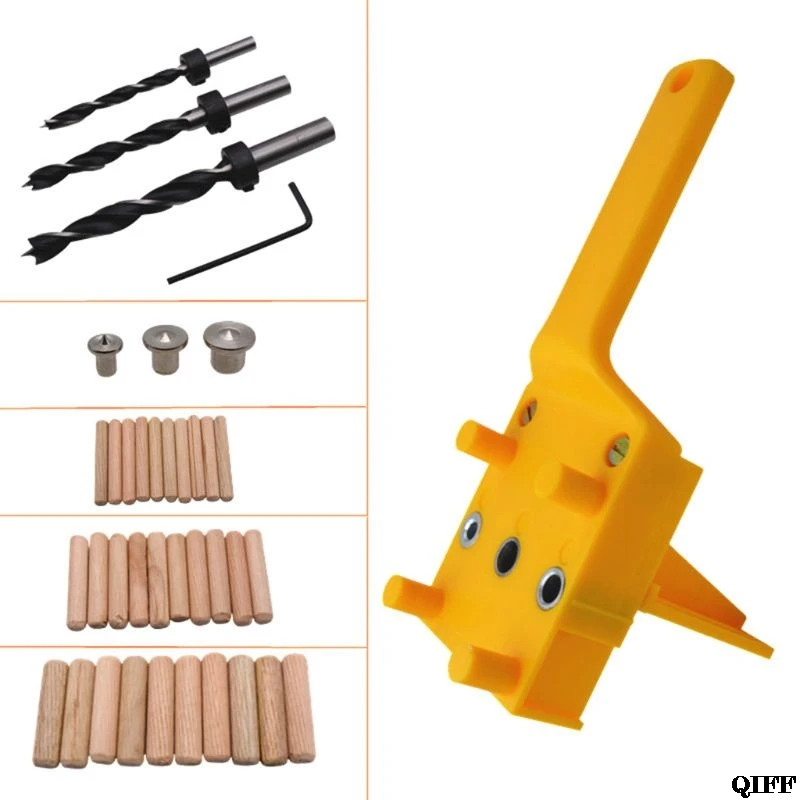 

41pcs/set Handheld Woodworking Dowel Jig Guide For 6 8 10mm Drill Bits Wood Drilling Straight Hole Doweling With Metal Sleeve