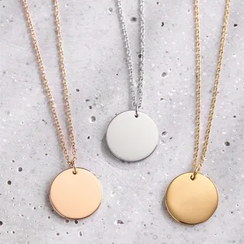 

Mavis Hare 20mm Stainless Steel Coin Round Necklace with 40+5cm Chain for Drop shipping as Christmas Women Gift