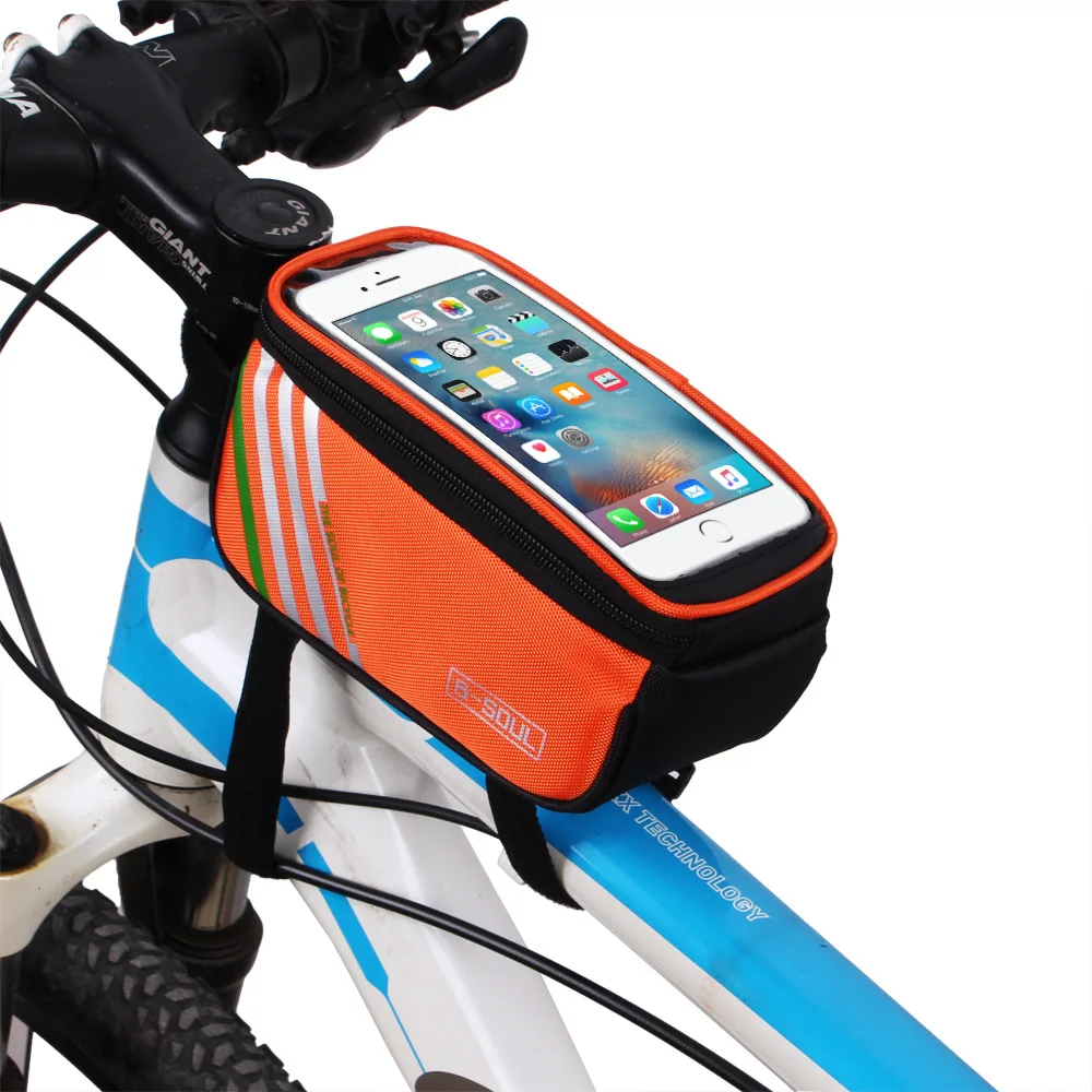 B-SOUL, 1,5 л/5,5 дюйма, велосипедная сумка, велосипедная сумка на переднюю раму, водонепроницаемая велосипедная сумка с сенсорным экраном, сумка для хранения трубок для мобильного телефона
