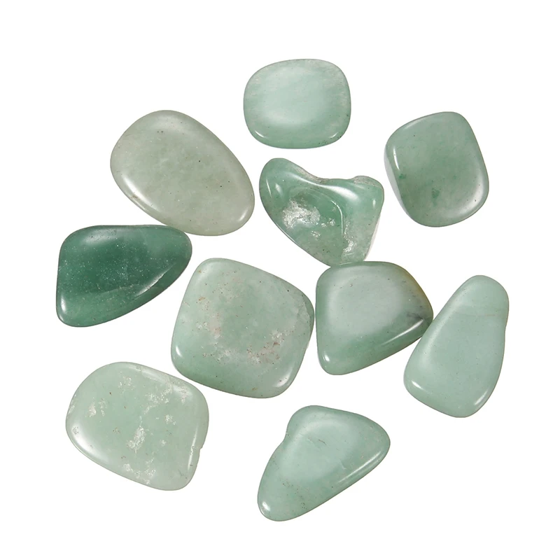 

KiWarm 10Pcs Beautiful Green Aventurine Tumblestones Crystal Gemstone for Bracelet Necklace Aquariums Home Decor 18mm-22mm