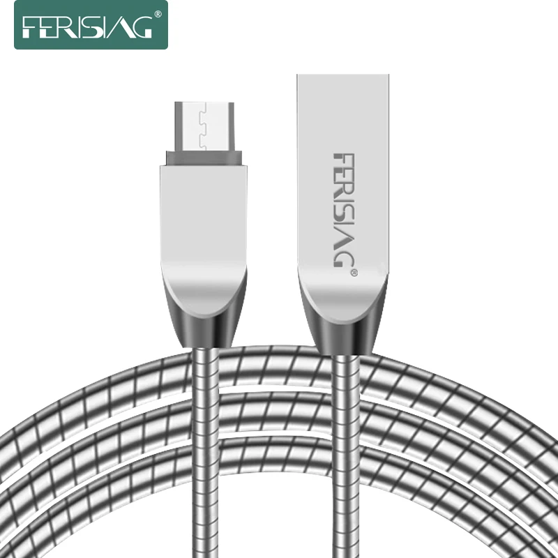 

FERISING 2.4A Spring Metal Micro USB Cable 1M Micro USB Data Cable Universal Android Phone Charger Cable For Samsung,Xiaomi,htc