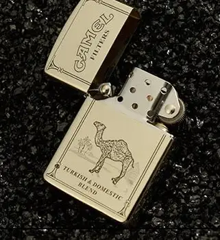 

camel cupronickel shell white steel five surface laser deep engraving machine carved kerosene lighter