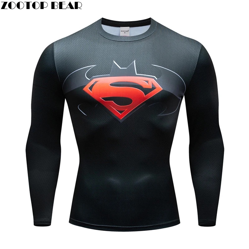 

Superman/Batman/Spiderman Sexy Men Long Sleeve T Shirt Compression Tights Tops Fitness T-shirt Dropship Season clearance Gym Top