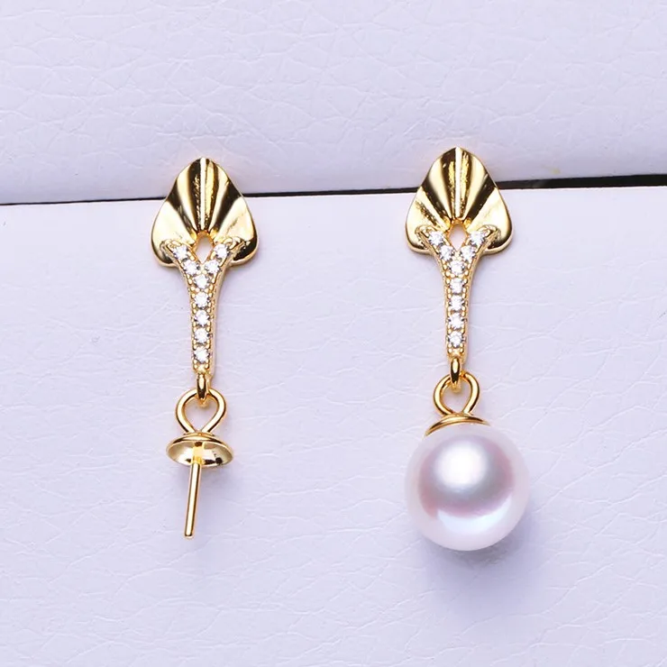 

925 Sterling Silver Pearl Earrings Fashion Drop Earrings Charm Earrings Findings Jewelry Parts Fittings Women's Accessories