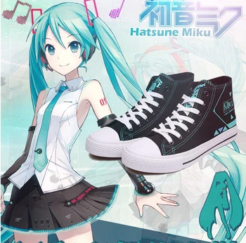

New Anime VOCALOID Hatsune Miku Cosplay Shoes Canvas Ankle Boots Women Shoes