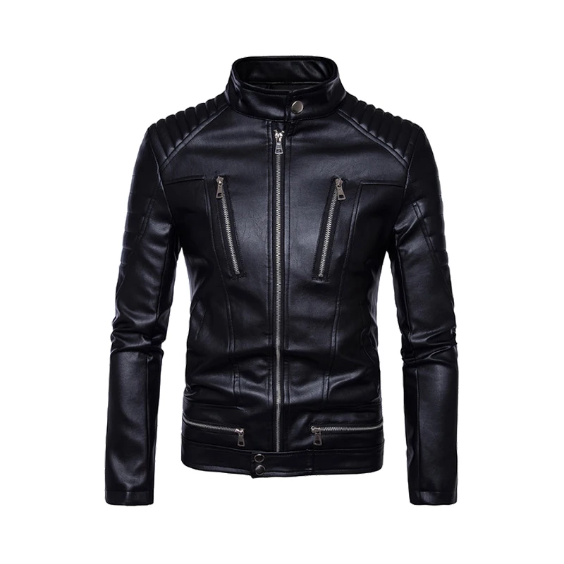 HEROBIKER мотоциклетная куртка из искусственной кожи Мужская винтажная Ретро мото искусственная Панк кожаные куртки одежда для мотоцикла пальто приталенный Размер - Цвет: B013 Black