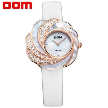 

DOM quartz luxury brandwatches waterproof style leather sapphire crystal watch women G-655GL-7M
