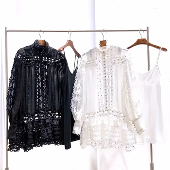 

Lou Lan Queen Embroidered Fairy Lantern Sleeve Summer Beach Plus Size White Dress Women Vestidos Boho Sundress Hollow Out Loose