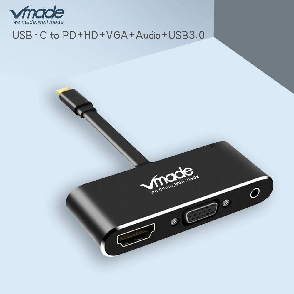 Vmade USB HUB Тип C к HDMI VGA для MacBook samsung Galaxy S9/примечание 9 huawei P20 Pro Коврики 20 X Pro ноутбук Тип-C usb-концентратор, адаптер