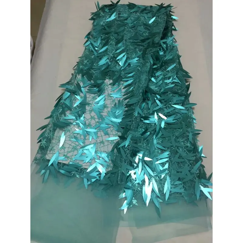New French Nigerian Sequins Net Lace Green African Tulle Mesh Sequence Fabric High Quality For Wedding Dress | Дом и сад