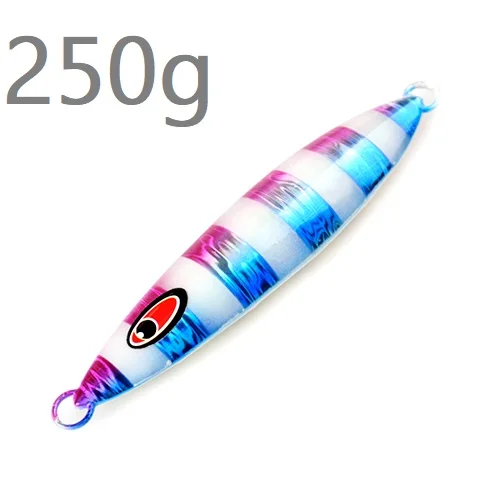 3D eyes 1 шт. 80 г-250 г Лазерная задняя светящаяся металлическая приманка-джиг, ложка, нож с блестками, искусственная жесткая приманка для морской рыбалки - Цвет: 250g-006