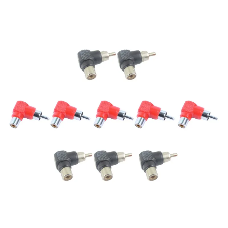 

10pcs RCA right angle Connector Plug Adapters M/F Male to Female 90 Degree