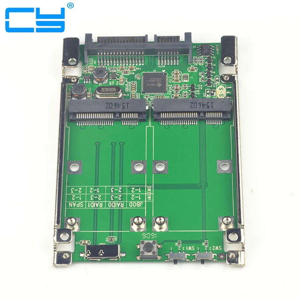 

10pcs/lot2.5"Dual Mini pcie PCI-E pci express pci-express mSATA RAID SSD Adapter to SATA Raid 22pin & USB 3.0 Hardware RAID card