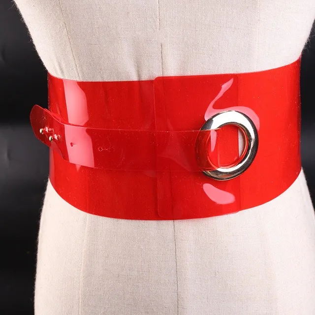 Ultra Wide Transparent Belts For Women Ring Buckle Pvc Laser Plastic