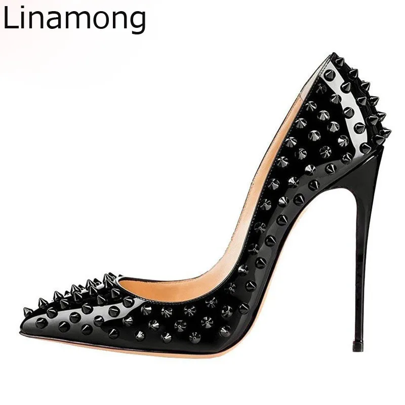 New-Women-Pumps-Pointed-Toe-High-Heels-Shoes-Luxury-Designer-Rivets-Shoes-Wedding-Bridal-Shoes-Wome2