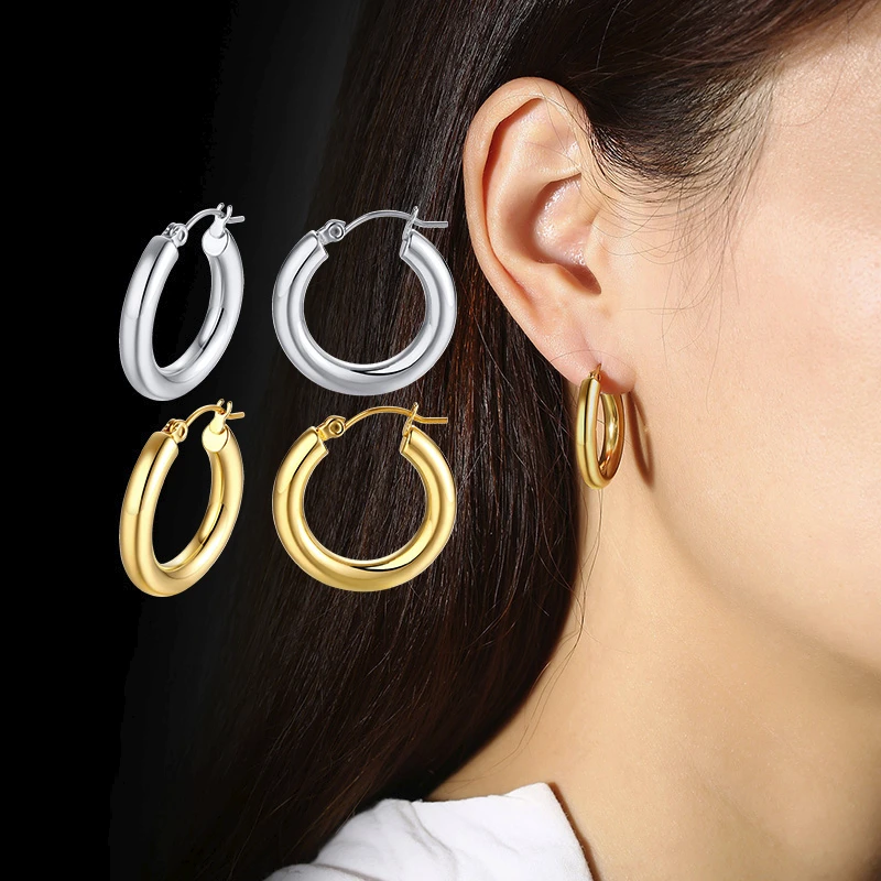 

Vnox Anti Allergy Stainless Steel Hoop Earrings for Women Small Circle Female Fashion Party Jewelry