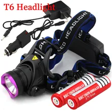 2000 Lumens CREE XM-L XML T6 LED Headlamp Headlight Flashlight Head Lamp Light + 2*18650 battery + charger + Car Charger