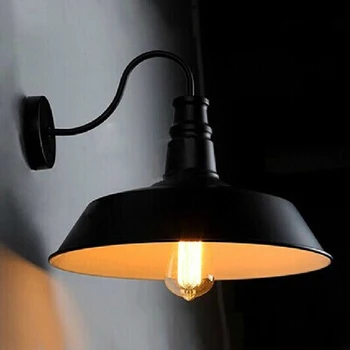 

Loft Retro American style country old style black or white pot cover wall lamp for balcony stairs
