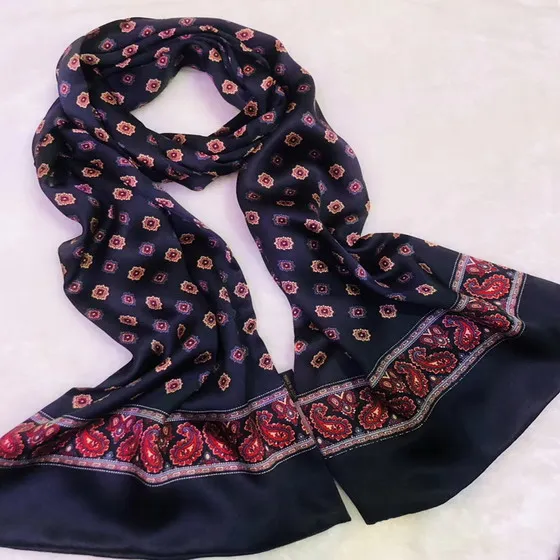 Винтажный шелковый шарф мужской модный цветочный узор с узором пейсли двухслойный Шелковый Атласный шейный платок#4091 - Цвет: 47