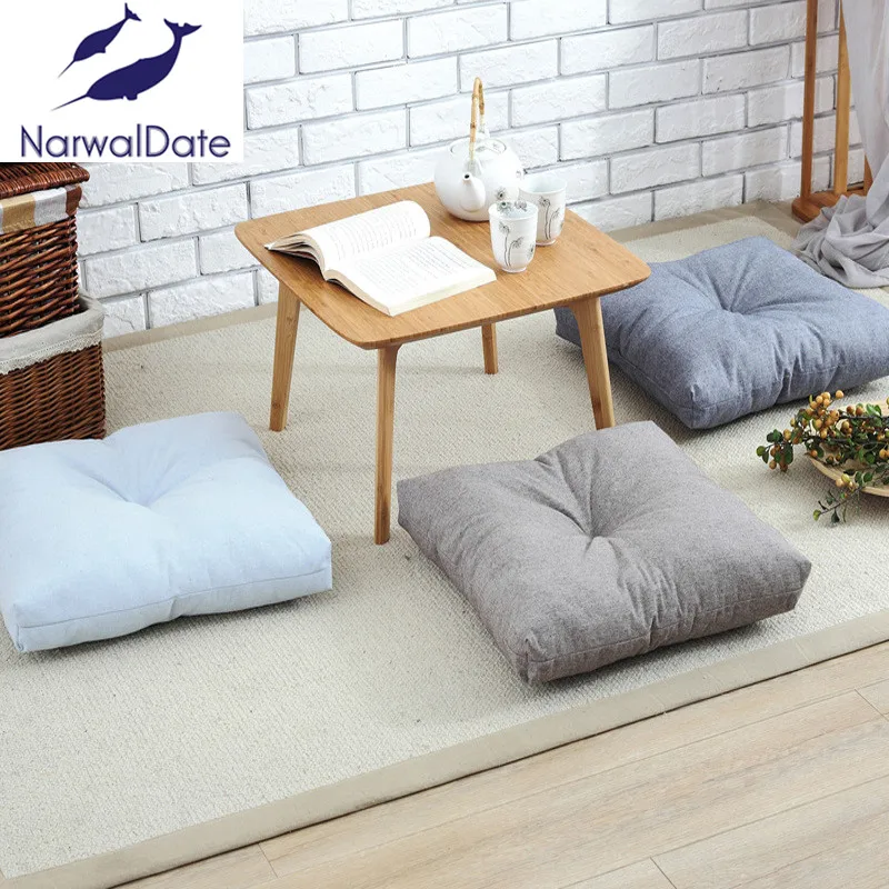 NarwalDate Gray Cotton Cushion Linen Fabric Zen Yoga Meditation Tatami