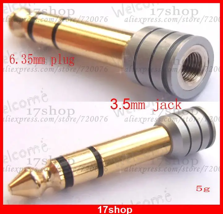 20PC High quality 6 35mm plug TO 3 5mm jack Stereo Audio Adapters FOR Headphones