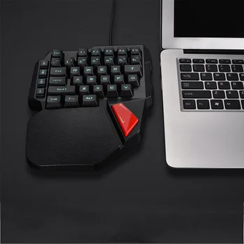 

38 Key Mechanical Feel Single Hand Keyboard Colorful Backlit Mini Ergonomic Gaming Keyboard USB Wired for Desktop PC Laptop