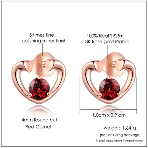 Ламода 0,6 карат натуральный красный гранат 925 пробы серебро любовь серьги гвоздики ювелирные украшения S925 LMEI026