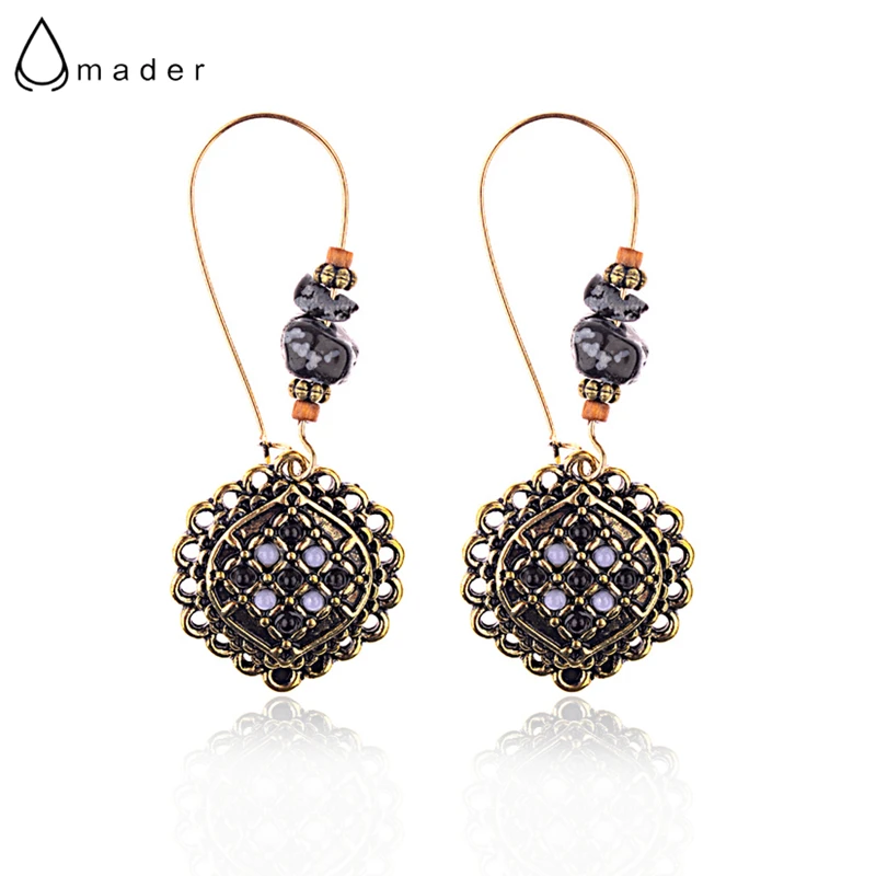 

Amader 2018 Vintage Antique Round Drop Earrings Colorful Stone Hollow Dangle Earrings Fashion Jewelry For Women HQE898