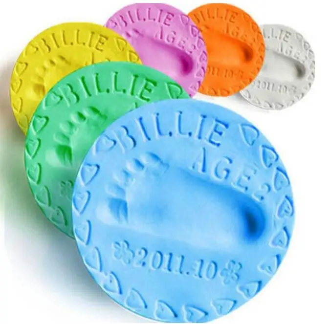 

Foteto 6 Color Baby Care Air Drying Soft Clay Baby Handprint Footprint Imprint Kit Casting Parent-child hand inkpad fingerprnt