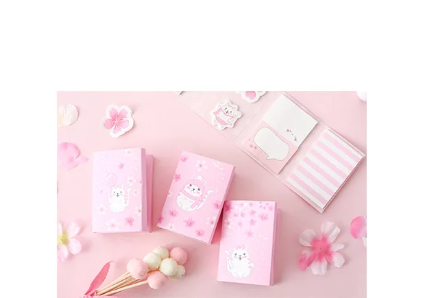 Kawaii Cherry blossoms cat 6 складной блокнот для заметок N Times Sticky Notes memo закладки для блокнота подарок Bullet Journal канцелярские принадлежности