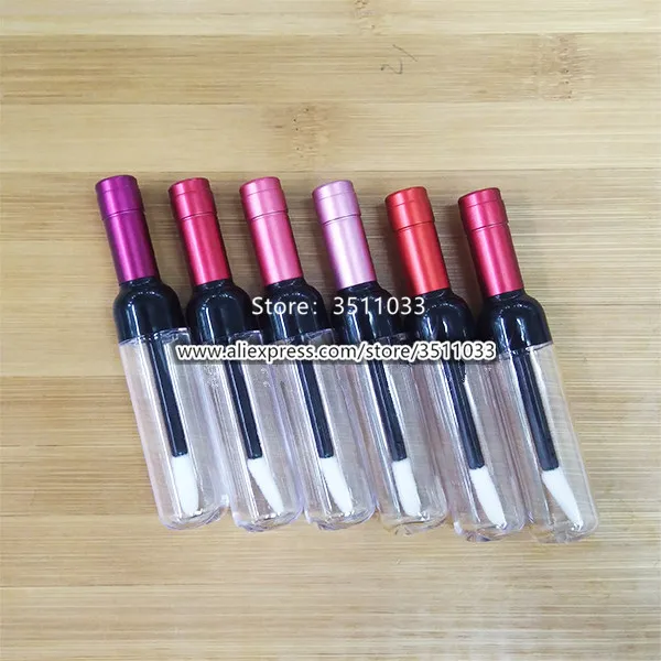

Empty Red Pink Wine Shape Lip Gloss Bottle Black Wine Bottle Makeup Liquid Lipstick Container Purple Lid Lip gloss Cosmetic Tube