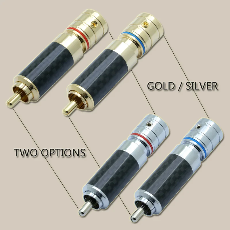 Carbon Fiber RCA Connector RCA male plug adapter VideoAudio Wire Connector Support 8mm Cable Super High Quality (5)