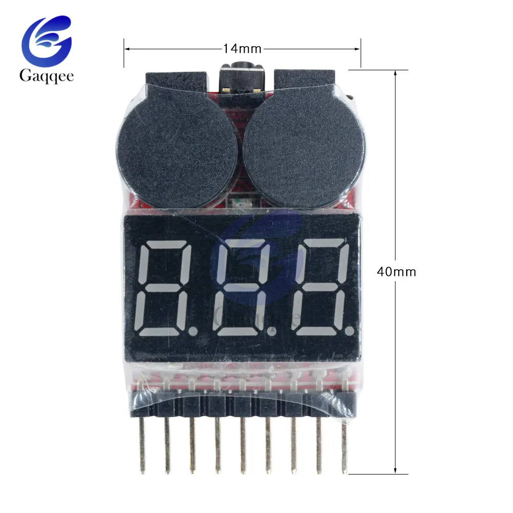 

Digital 2 IN1 Low Buzzer Alarm 1S-8S 1-8S Lipo/Li-ion/Fe RC Boat Battery Voltage Meter Monitor Tester for Helicopter Battery