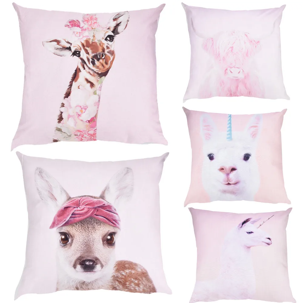 

Cushions Extremely Cute Printed Real Alpaca Deer Graffi Cushion Super Soft Comfortable Meditation Pillows cojines decoraci n del