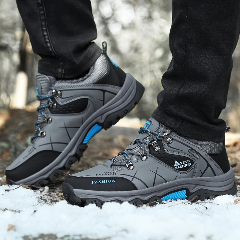 Trekking Shoes for Men large sizes 47 Winter Boots Man Hiking Shoes Anti-skidding Snow Boots Warm Fur Sport Shoe zapatos Retail