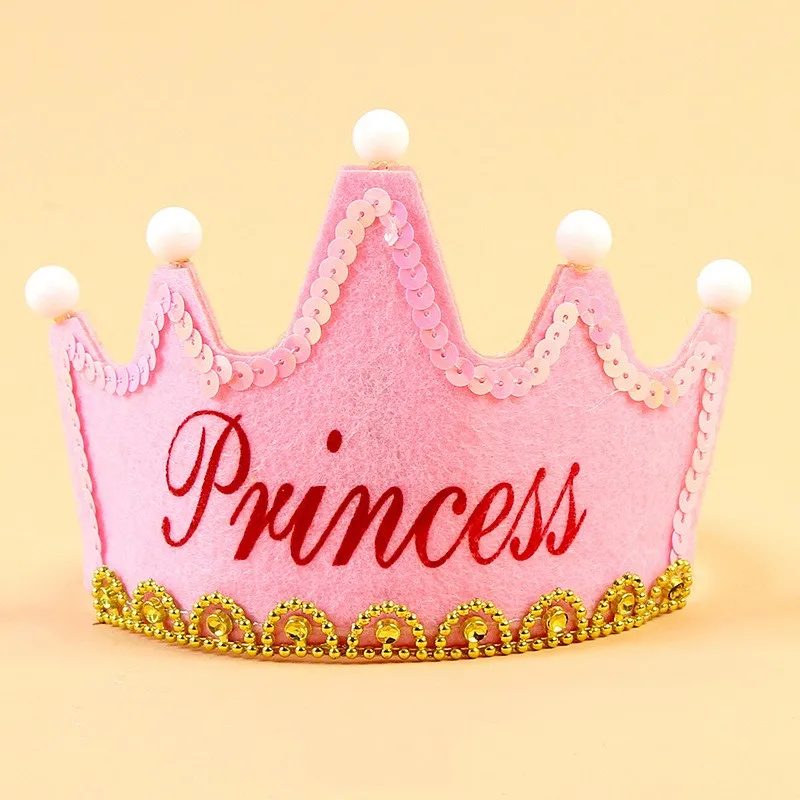 Светодиодный король принцесса принц с днем рождения бумаги головные уборы Baby Shower мальчик девочка день рождения рождественские украшения поставки дети - Цвет: design 3 as photo