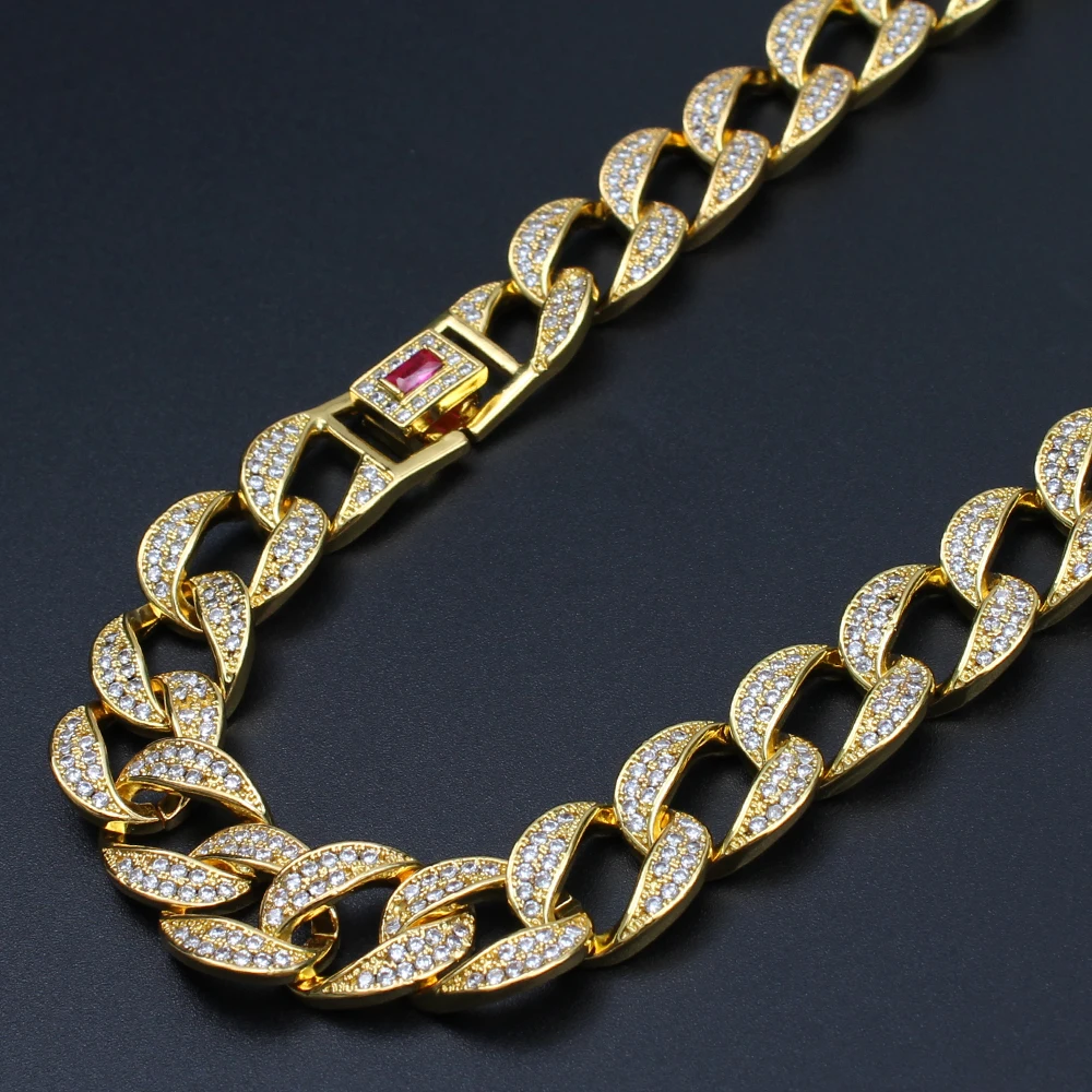 

Ice Out Finish Men's 15mm 16"18" 20"22"24" Heavy Iced Zircon Miami Curb Cuban Link Necklace Bling Hip hop Jewelry Choker Chain