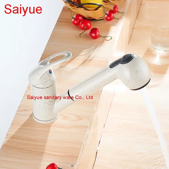 

Hollow Handle Pull Out Toilet Hair Salon Wash Tap Widespread Marble Stone Painting Rotate Bath Basin Faucet Hot and Cold Mixer