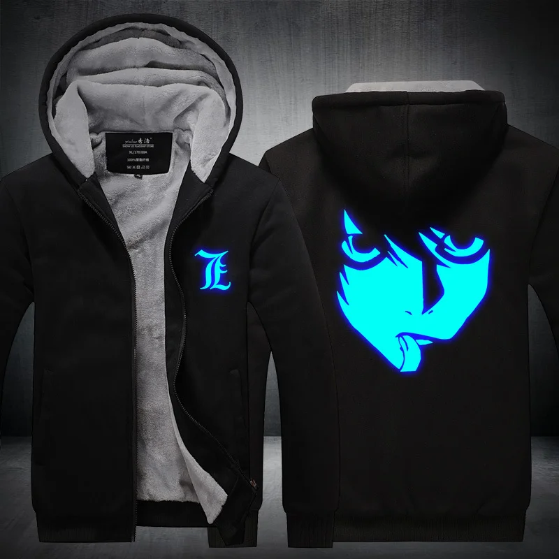 Fans Wear Unisex Winter Death Note:L Printed Hoodie with Pocket Double 11 At Night Casual Coat Cosplay Costume Hoodies