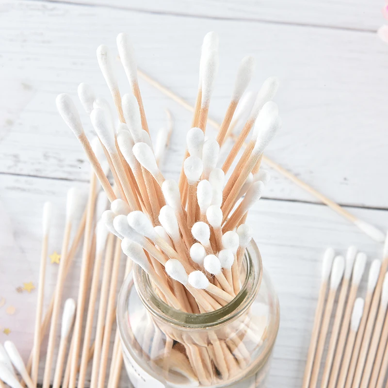 100Pcs/pack Medical Cotton Swab With Sturdy Extra long Birch Wood