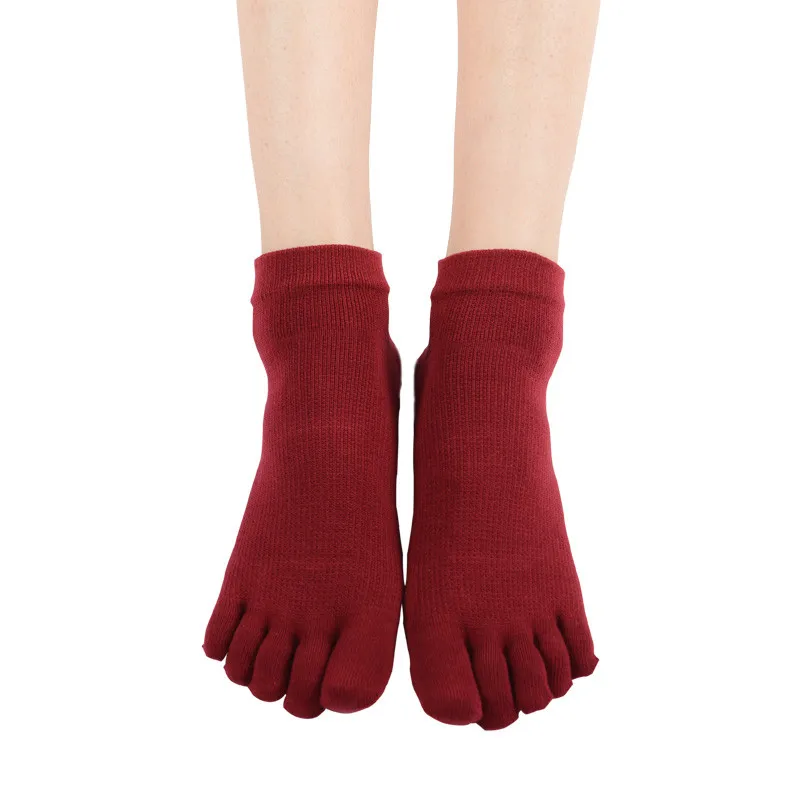 1 пара/лот женские носки для йоги пять пальцев Топ для занятия танцами Пилатес противоскользящие резиновые точки спортивные носки профессиональные женские спортивные носки с пальцами для йоги