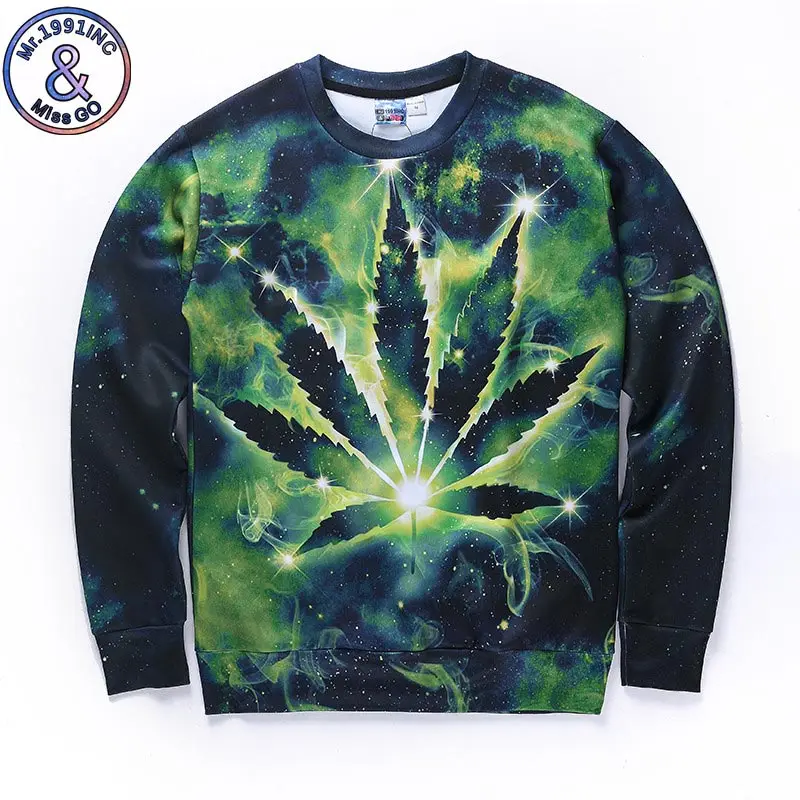 

Mr.1991INC New Arrivals Men/women 3d sweatshirt space galaxy hoodies digital print green leaves autumn winter thin tops